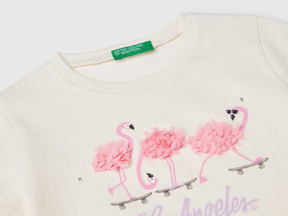 Benetton_T-Shirt with Petal Effect Applique_3I1XG10J1_0R2_03