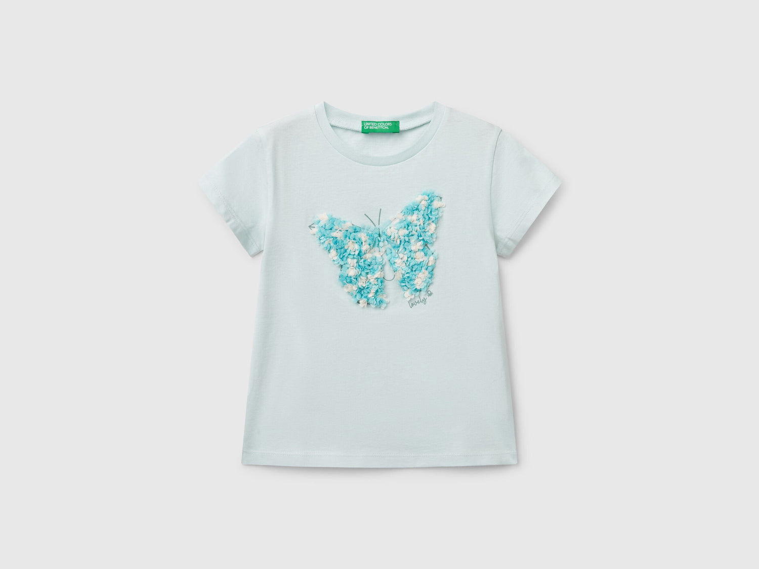 Benetton_T-Shirt with Petal Effect Applique_3I1XG10J1_0U4_01