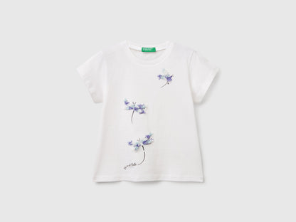 Benetton_T-Shirt with Petal Effect Applique_3I1XG10J1_101_01