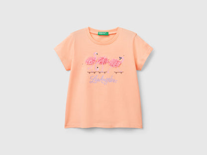 Benetton_T-Shirt with Petal Effect Applique_3I1XG10J1_194_01