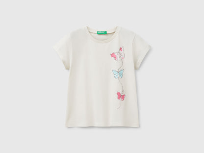 Benetton_T-Shirt in Cotton with Glitter_3I1XG10J2_00V_01