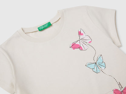 Benetton_T-Shirt in Cotton with Glitter_3I1XG10J2_00V_03