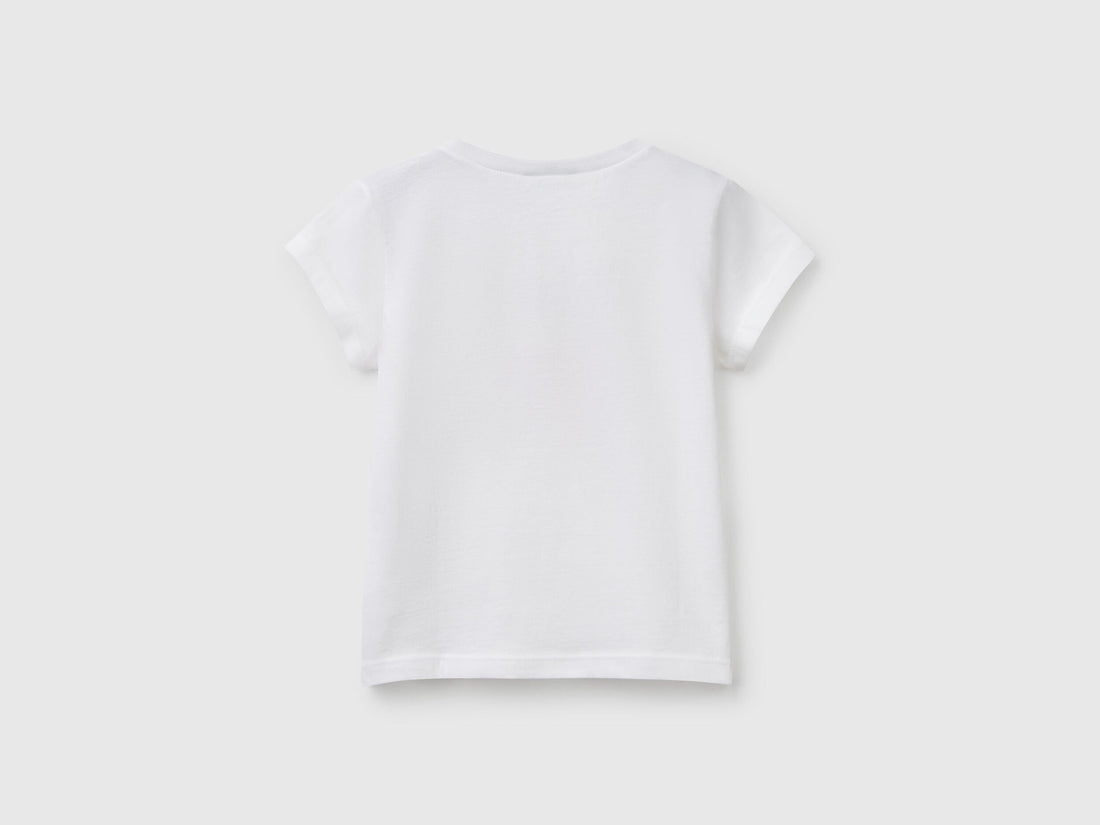 Benetton_T-Shirt in Organic Cotton with Glitter_3I1XG10J2_101_02