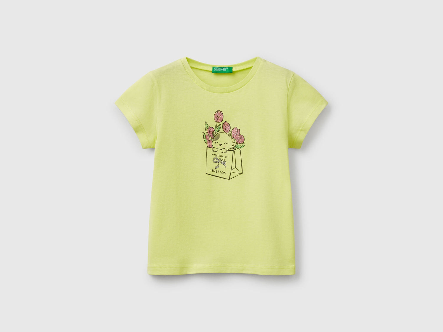 Benetton_T-Shirt in Organic Cotton with Glitter_3I1XG10J2_18A_01