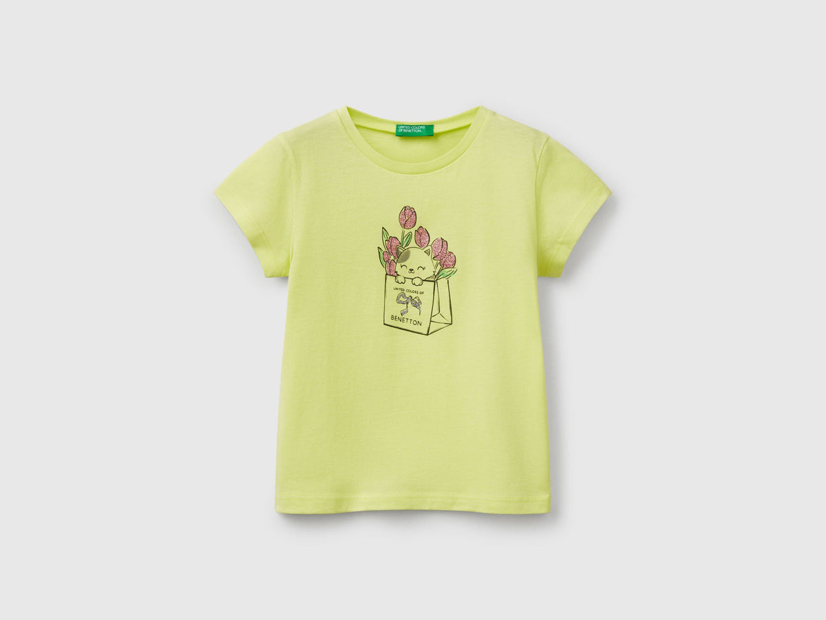 Benetton_T-Shirt in Organic Cotton with Glitter_3I1XG10J2_18A_01