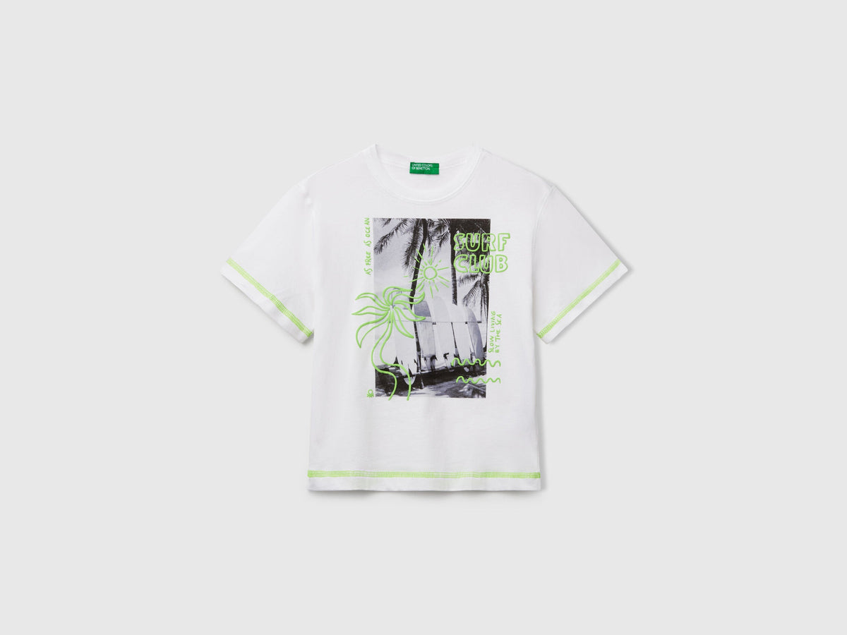 Benetton_T-Shirt with Neon Details_3I1XG10JG_101_01