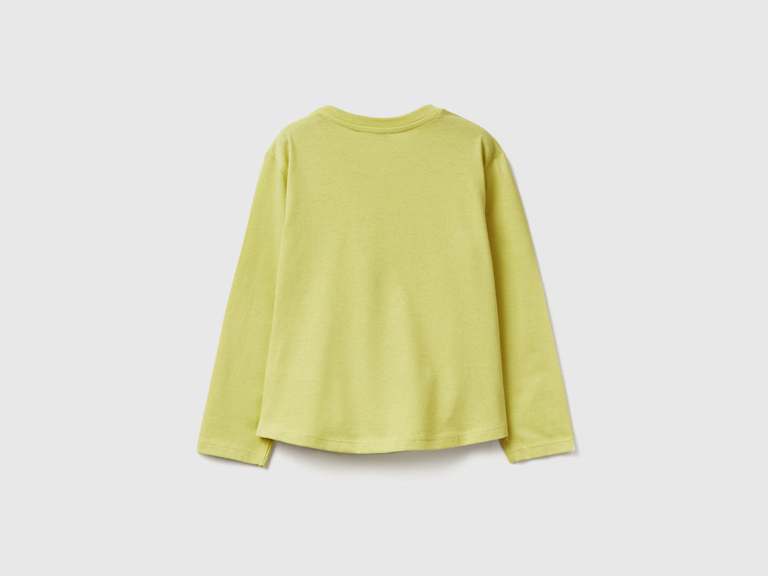 Benetton_Yellow_T-Shirt with Petal Effect Applique_3I1XG10K8_0Y6_02