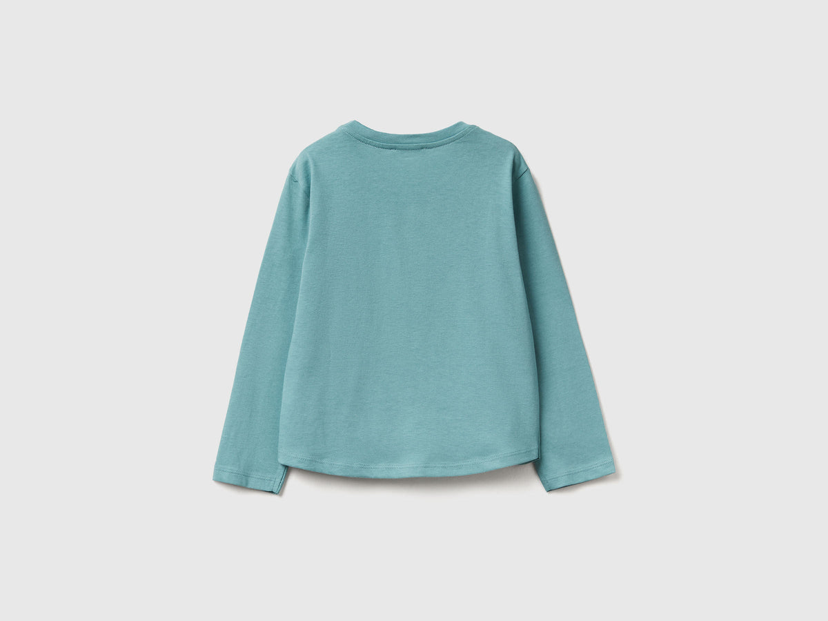 Benetton_Sky Blue_T-Shirt with Petal Effect Applique_3I1XG10K8_33K_02