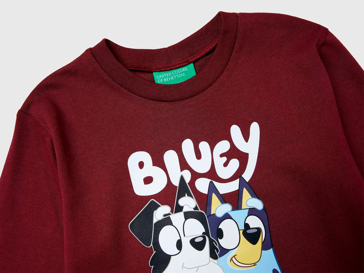 Benetton_Burgundy_T-Shirt with Bluey ©Ludo Studio Print_3I1XG10KH_129_03