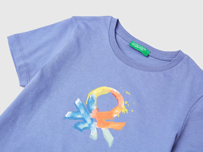 Benetton Air Force Blue Boys T-Shirt with Logo SKU: 3I1XG10LK_05N Image 03