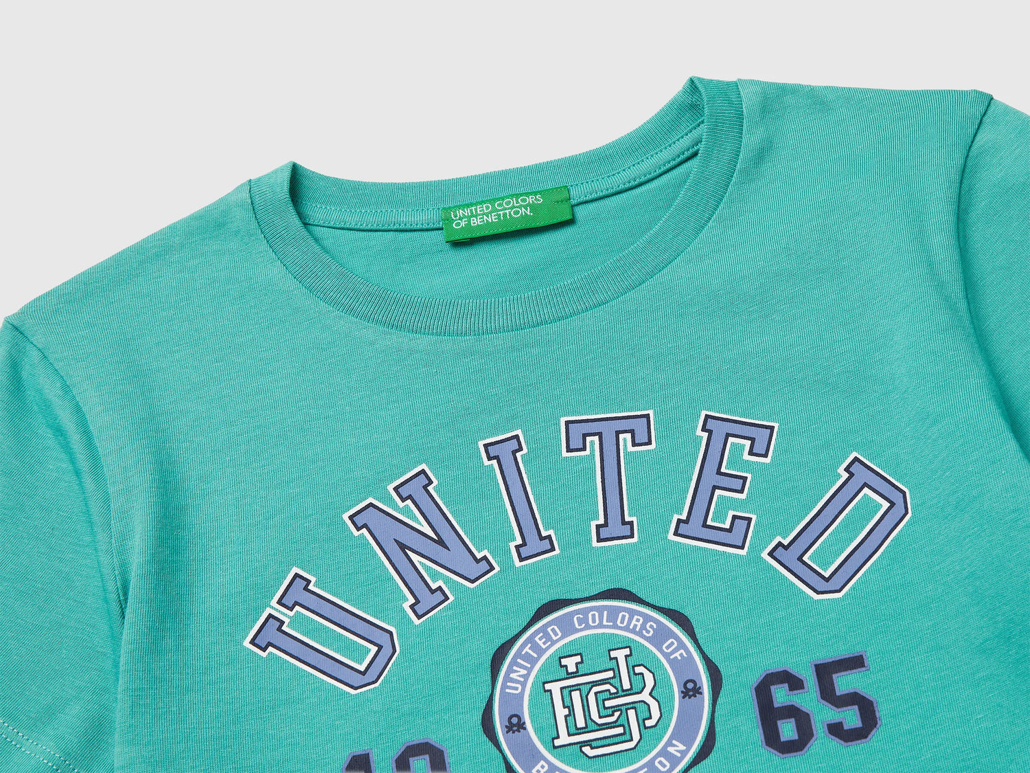 Benetton Aqua Boys T-Shirt with Logo SKU: 3I1XG10LK_08N Image 03