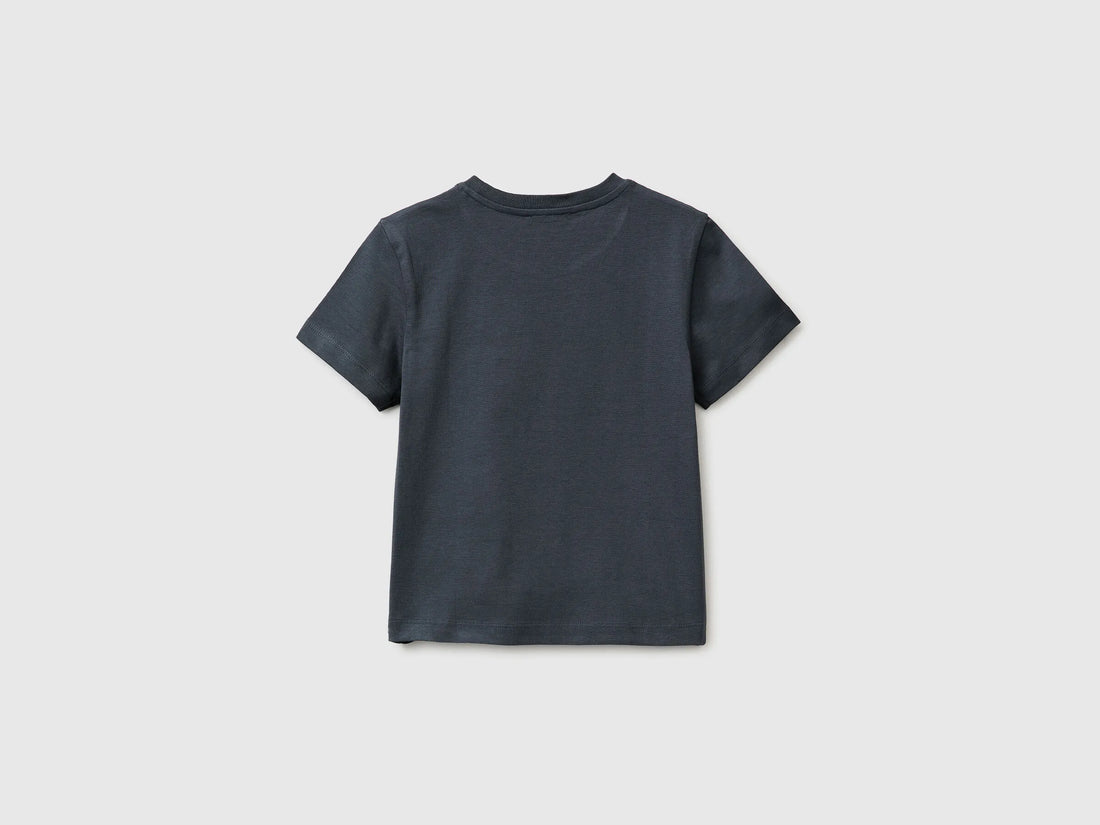 Benetton Dark Gray Boys T-Shirt with Logo SKU: 3I1XG10LK_10N Image 02
