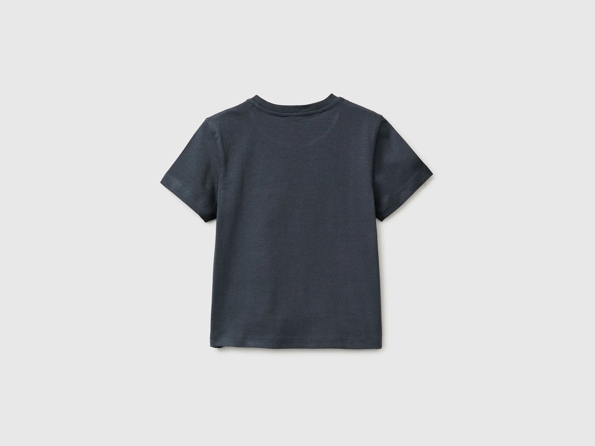 Benetton Dark Gray Boys T-Shirt with Logo SKU: 3I1XG10LK_10N Image 02