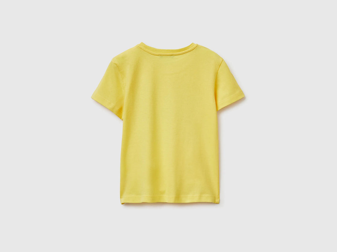 Benetton Yellow Boys T-Shirt with Logo SKU: 3I1XG10LK_1C7 Image 02
