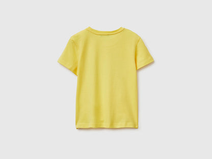 Benetton Yellow Boys T-Shirt with Logo SKU: 3I1XG10LK_1C7 Image 02