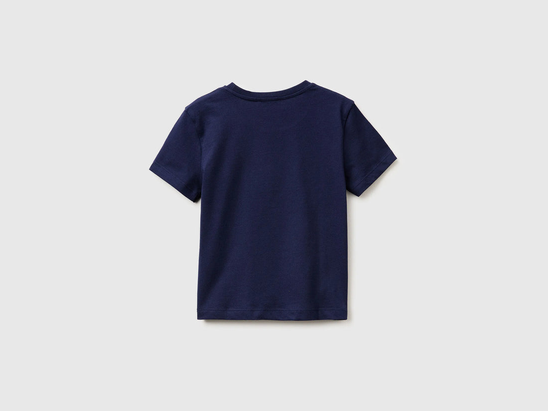 Benetton Dark Blue Boys T-Shirt with Logo SKU: 3I1XG10LK_252 Image 02