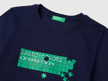 Benetton Dark Blue Boys T-Shirt with Logo SKU: 3I1XG10LK_252 Image 03