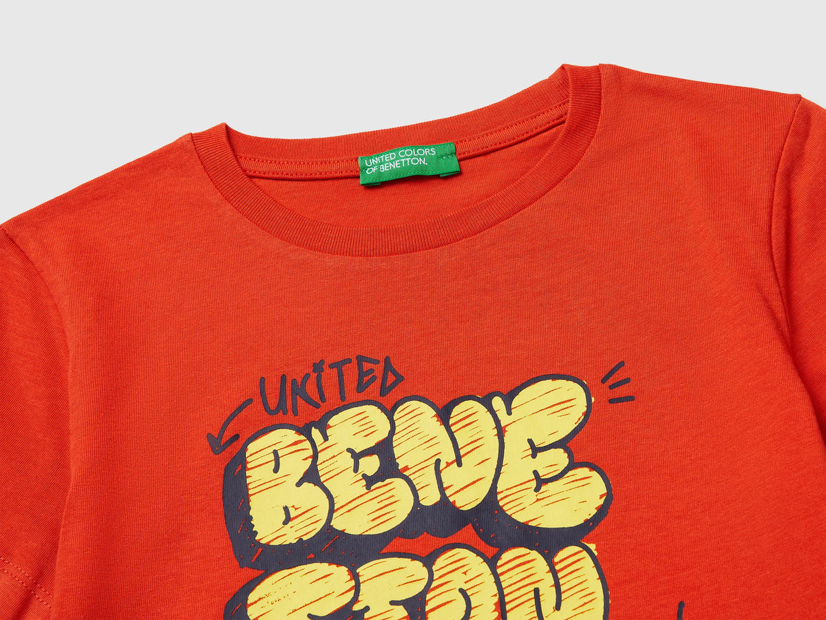 Benetton Red Boys T-Shirt with Logo SKU: 3I1XG10LK_34Y Image 03