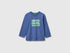 Benetton Air force blue Boys T-Shirt in Organic Cotton with Logo Print SKU: 3I1XG10LM_05N Image 01