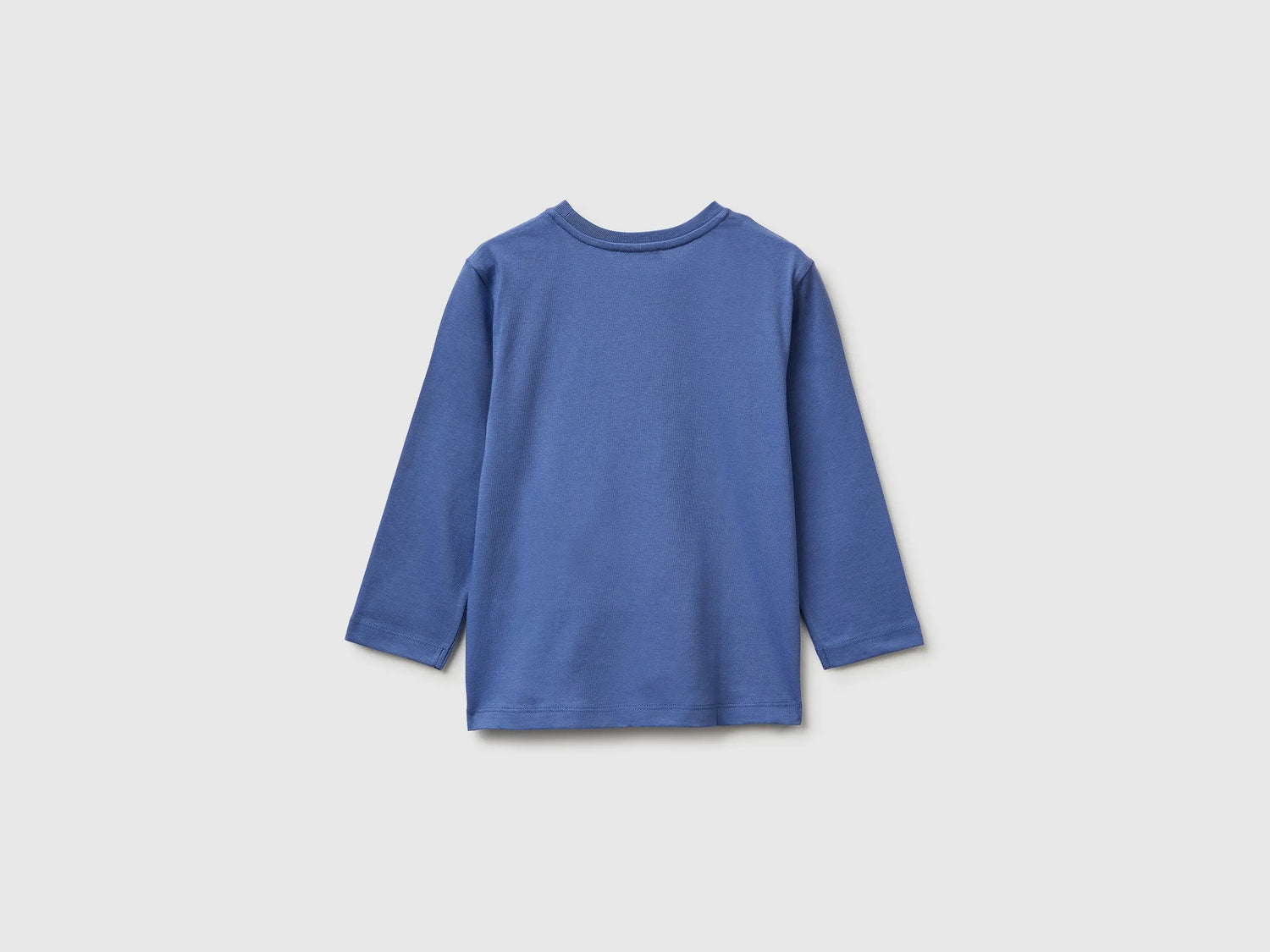 Benetton Air force blue Boys T-Shirt in Organic Cotton with Logo Print SKU: 3I1XG10LM_05N Image 02