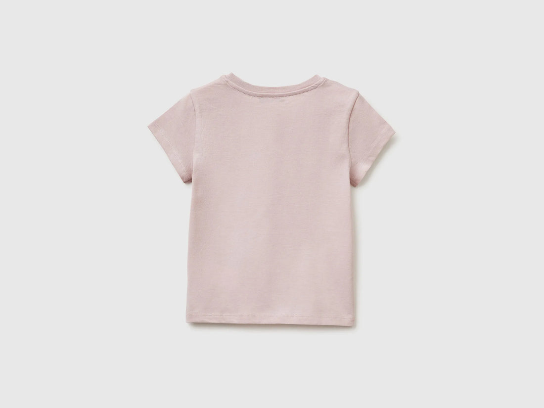 Benetton Pink Girls T-Shirt with Glitter Print SKU: 3I1XG10LU_0C3 Image 02