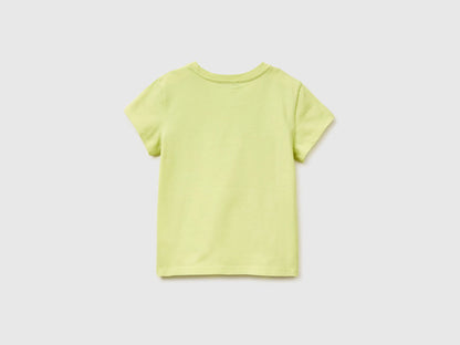 Benetton Yellow Girls T-Shirt with Glitter Print SKU: 3I1XG10LU_0M4 Image 02