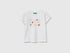 Benetton White Girls T-Shirt with Glitter Print SKU: 3I1XG10LU_101 Image 01