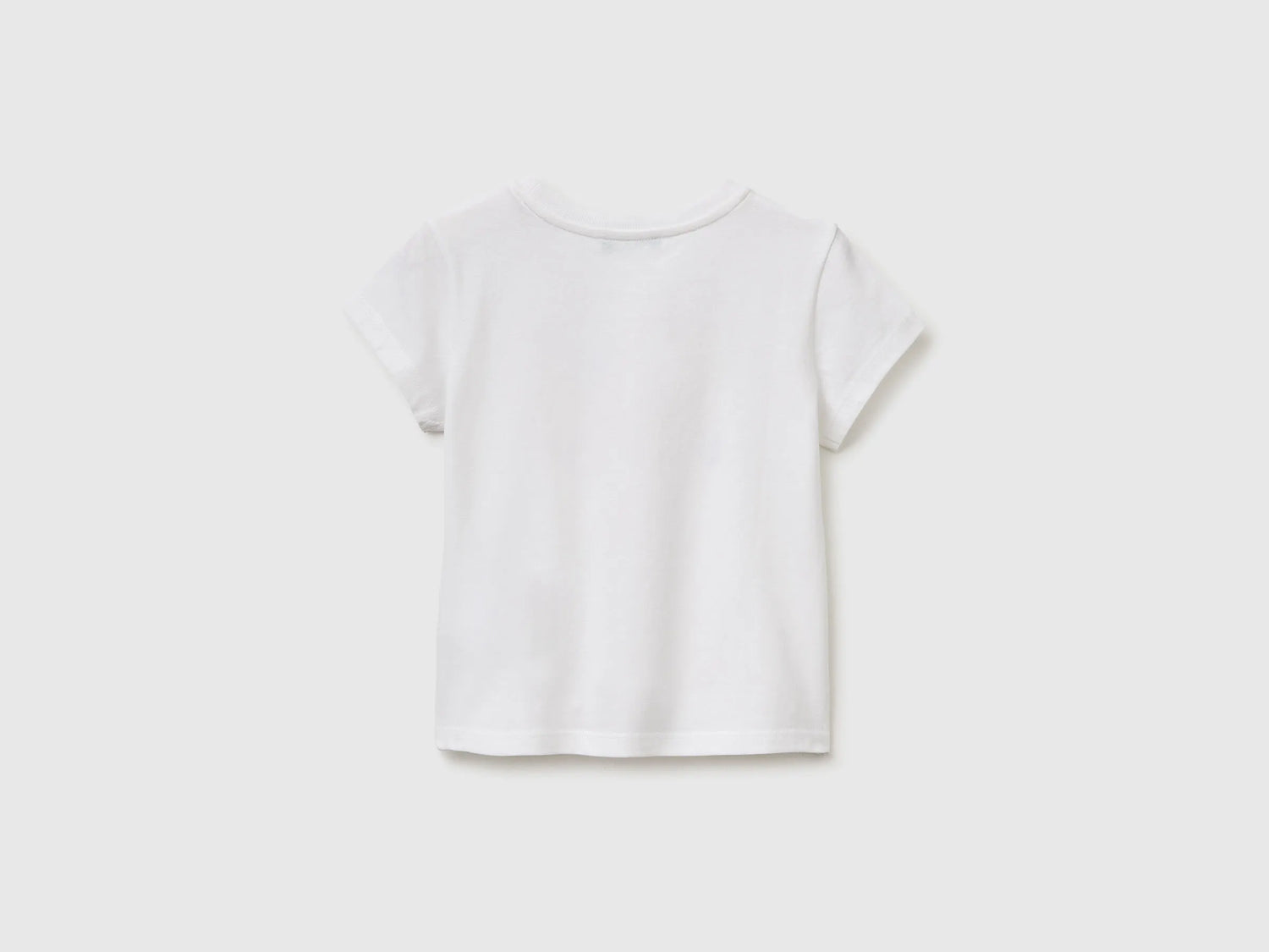 Benetton White Girls T-Shirt with Glitter Print SKU: 3I1XG10LU_101 Image 02