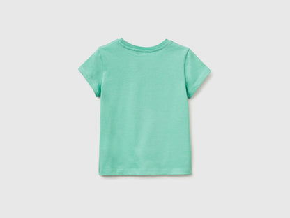 Benetton Aqua Girls T-Shirt with Glitter Print SKU: 3I1XG10LU_13D Image 02