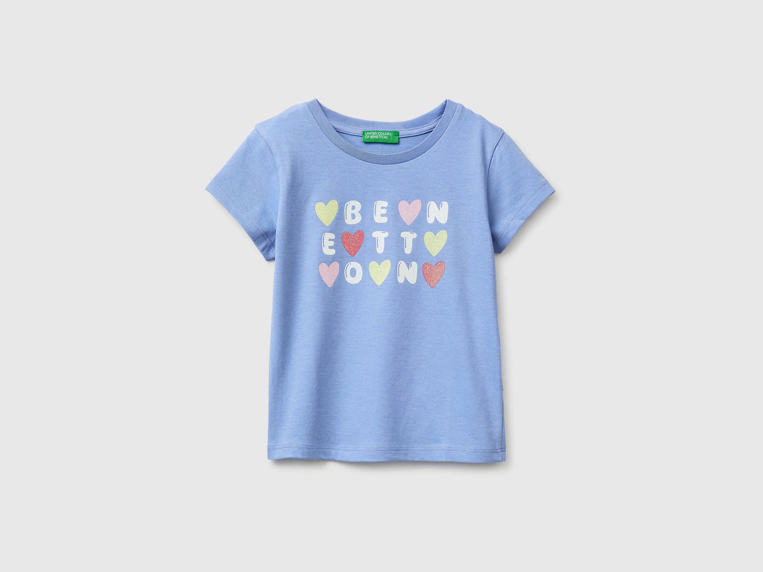 Benetton Lavender Girls T-Shirt with Glitter Print SKU: 3I1XG10LU_13E Image 01