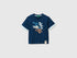 Benetton Dark Blue Boys Organic Cotton T-Shirt with Print SKU: 3I1XG10LZ_37T Image 01