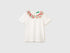 Benetton Creamy White Girls T-Shirt with Ruffles on The Collar SKU: 3I1XG10M4_074 Image 01