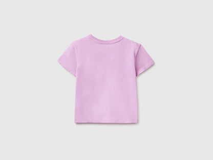 Benetton Lilac Girls T-Shirt with Print and Embroidery SKU: 3I1XG10M7_00L Image 02