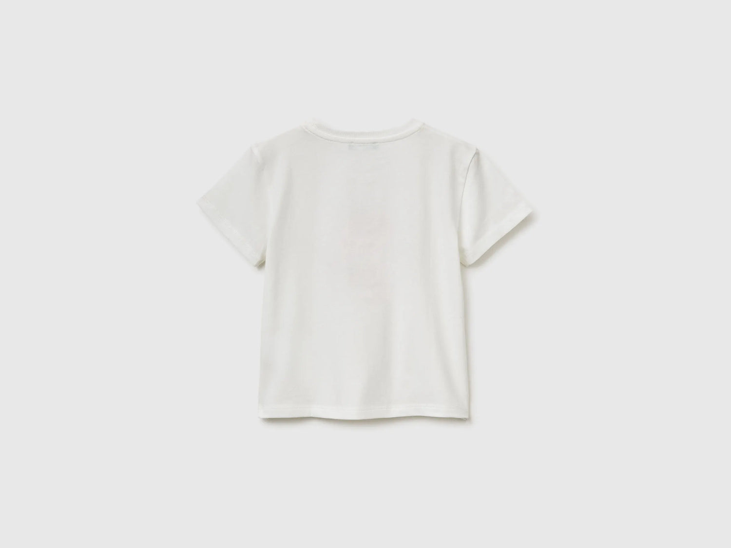 Benetton Creamy White Girls T-Shirt with Print and Embroidery SKU: 3I1XG10M7_074 Image 02