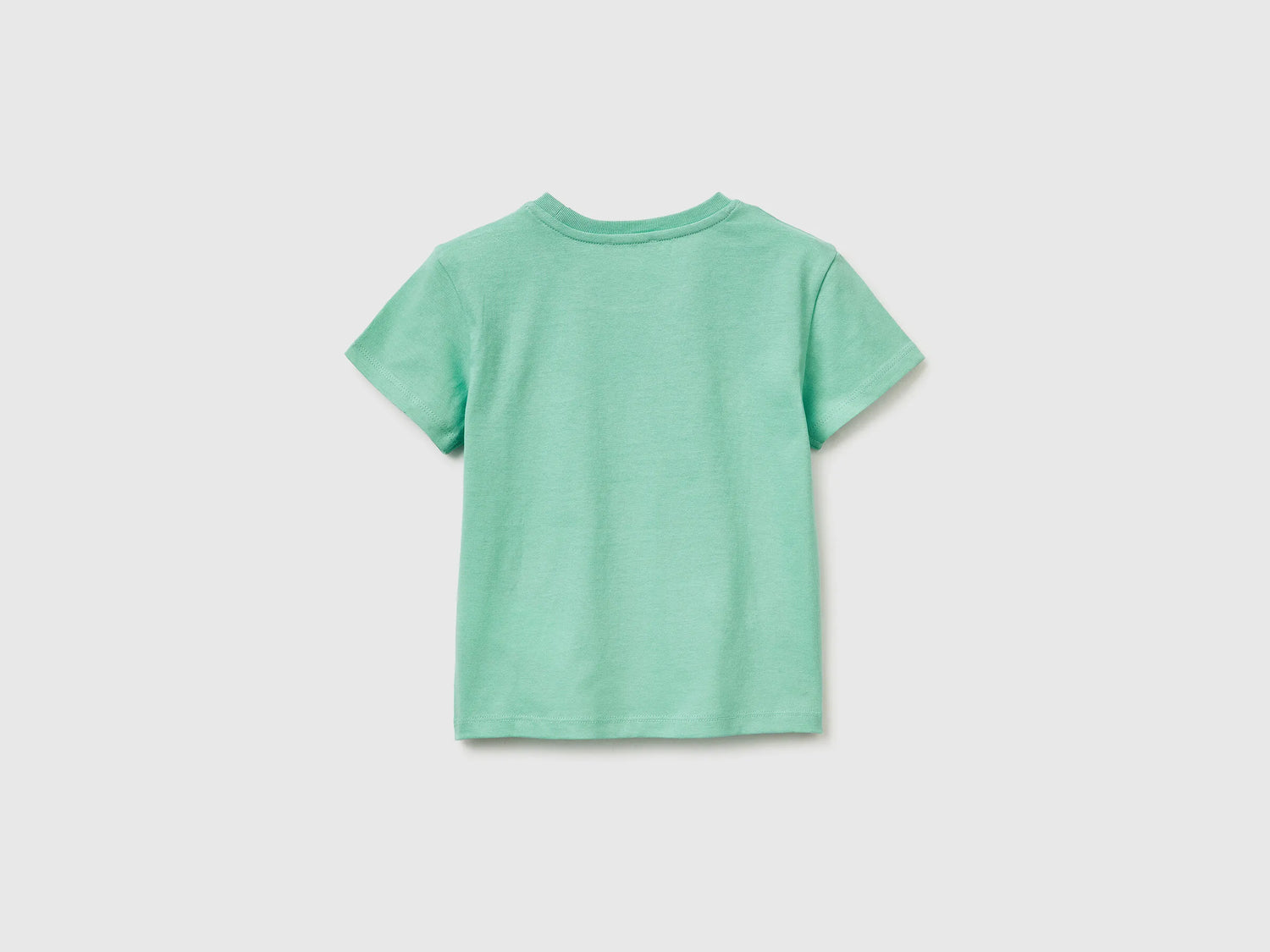 Benetton Aqua Girls T-Shirt with Print and Embroidery SKU: 3I1XG10M7_13D Image 02