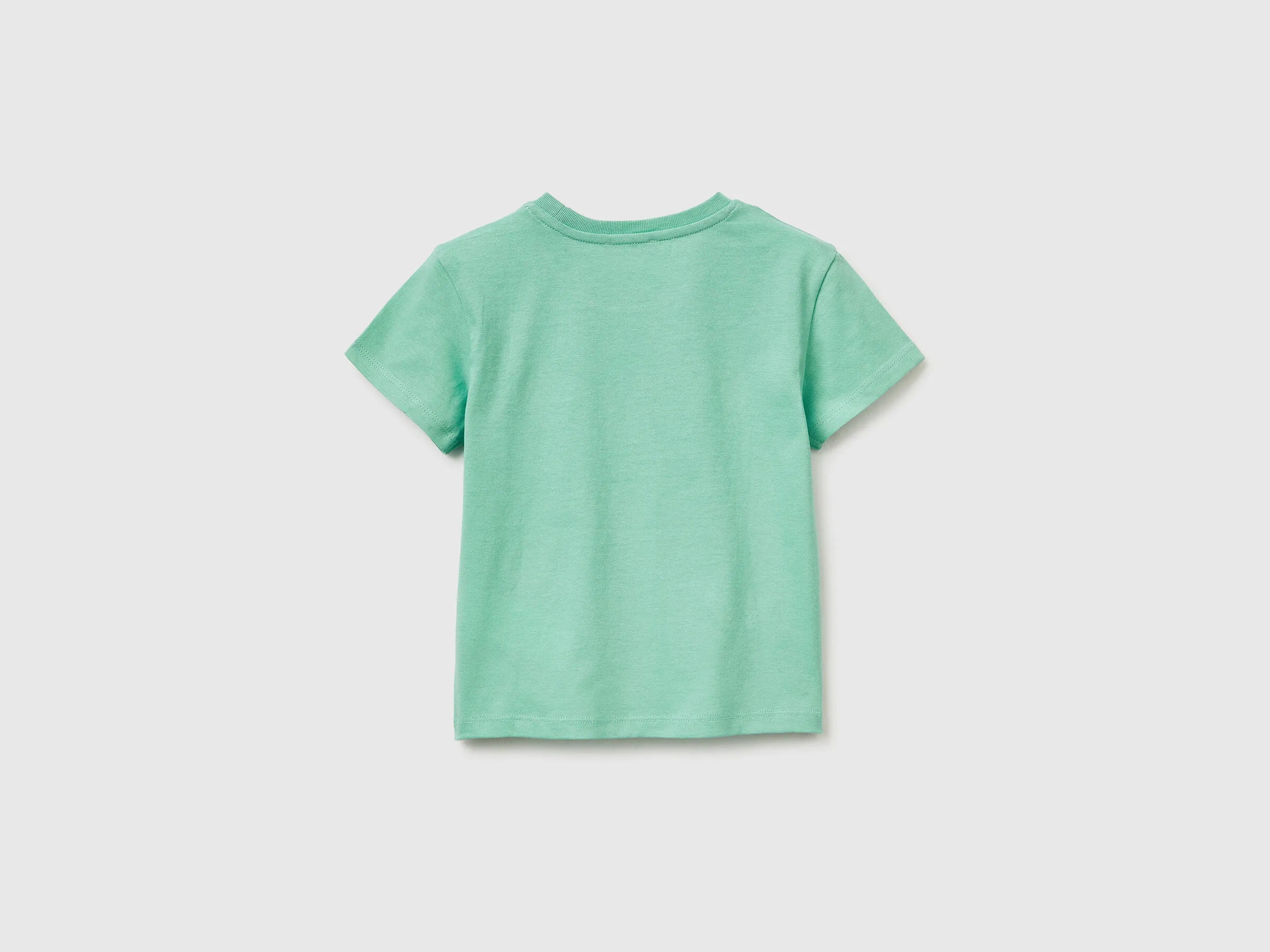 Benetton Aqua Girls T-Shirt with Print and Embroidery SKU: 3I1XG10M7_13D Image 02