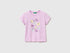 Benetton Lilac Girls T-Shirt with Print and Glitter SKU: 3I1XG10M8_00L Image 01
