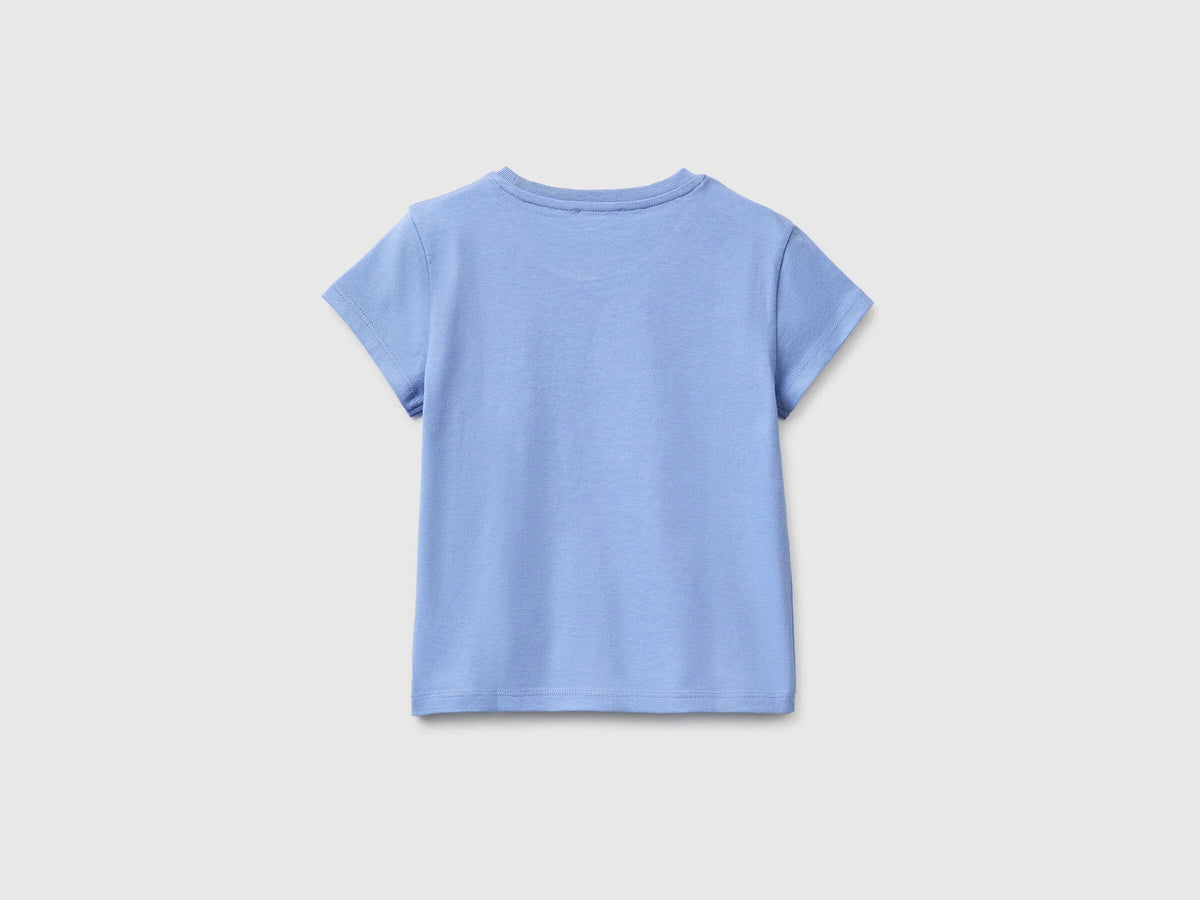 Benetton Lavender Girls T-Shirt with Print and Glitter SKU: 3I1XG10M8_13E Image 02