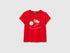 Benetton Red Girls T-Shirt with Print and Glitter SKU: 3I1XG10M8_30A Image 01