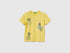 Benetton Yellow Boys Crew Neck T-Shirt with Print SKU: 3I1XG10MA_1C7 Image 01