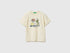 Benetton Creamy White Boys Crew Neck T-Shirt with Print SKU: 3I1XG10MA_3C9 Image 01
