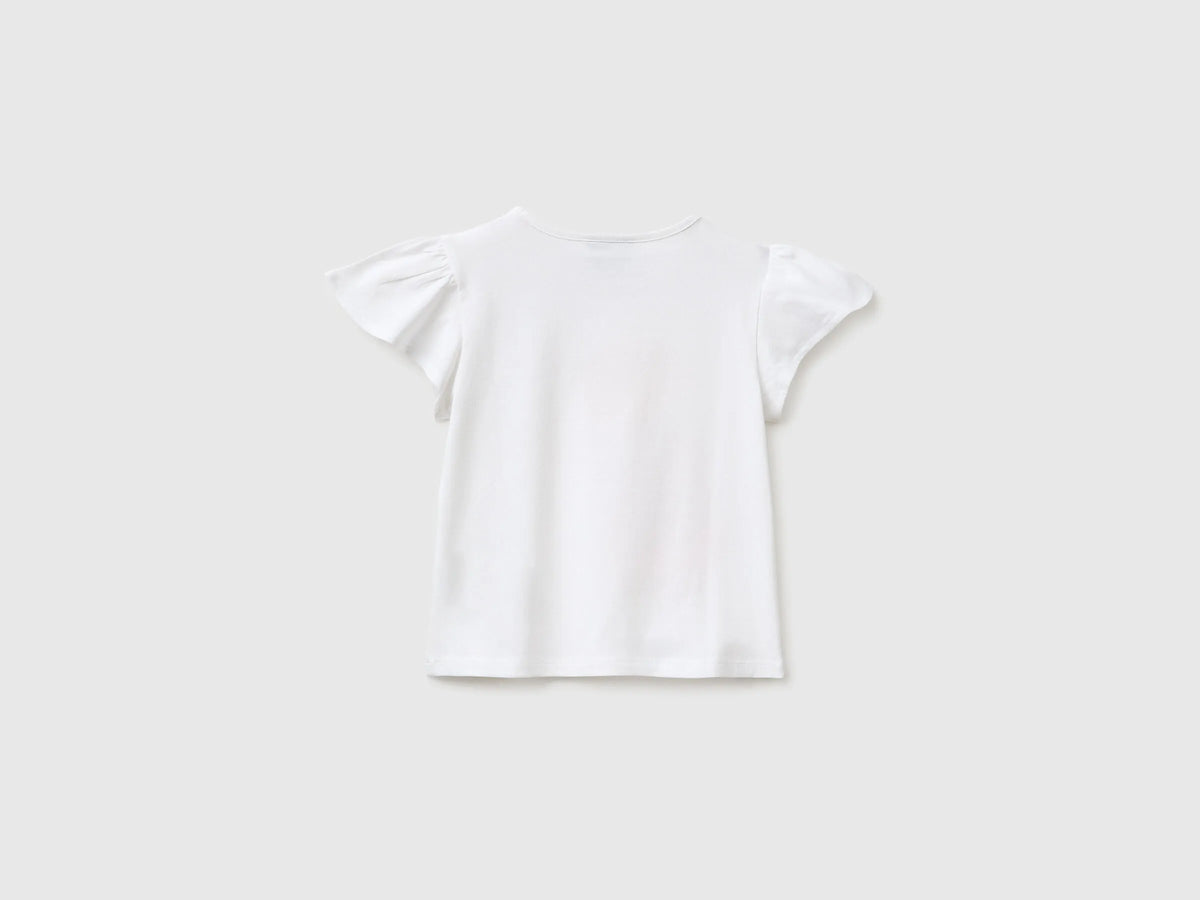 Benetton White Girls Care Bears T-Shirt with Glitter SKU: 3I1XG10MC_101 Image 02