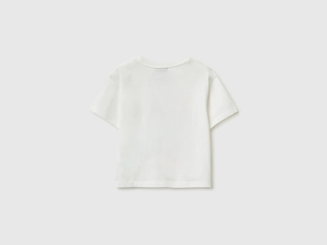 Benetton Creamy White Girls T-Shirt with ©Disney Lilo &amp; Stitch Print SKU: 3I1XG10MO_074 Image 02