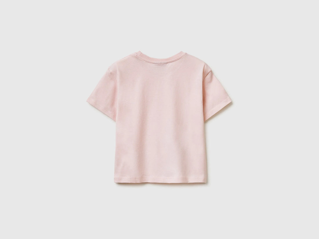 Benetton Pink Girls T-Shirt with ©Disney Lilo &amp; Stitch Print SKU: 3I1XG10MO_25F Image 02
