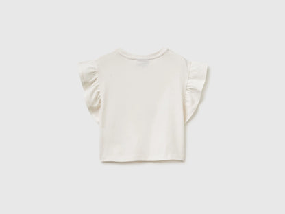Benetton Creamy White Girls Hello Kitty T-Shirt with Glitter SKU: 3I1XG10MW_00E Image 02
