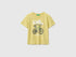 Benetton Yellow Boys Organic Cotton T-Shirt with Logo Print SKU: 3I1XG10MX_228 Image 01