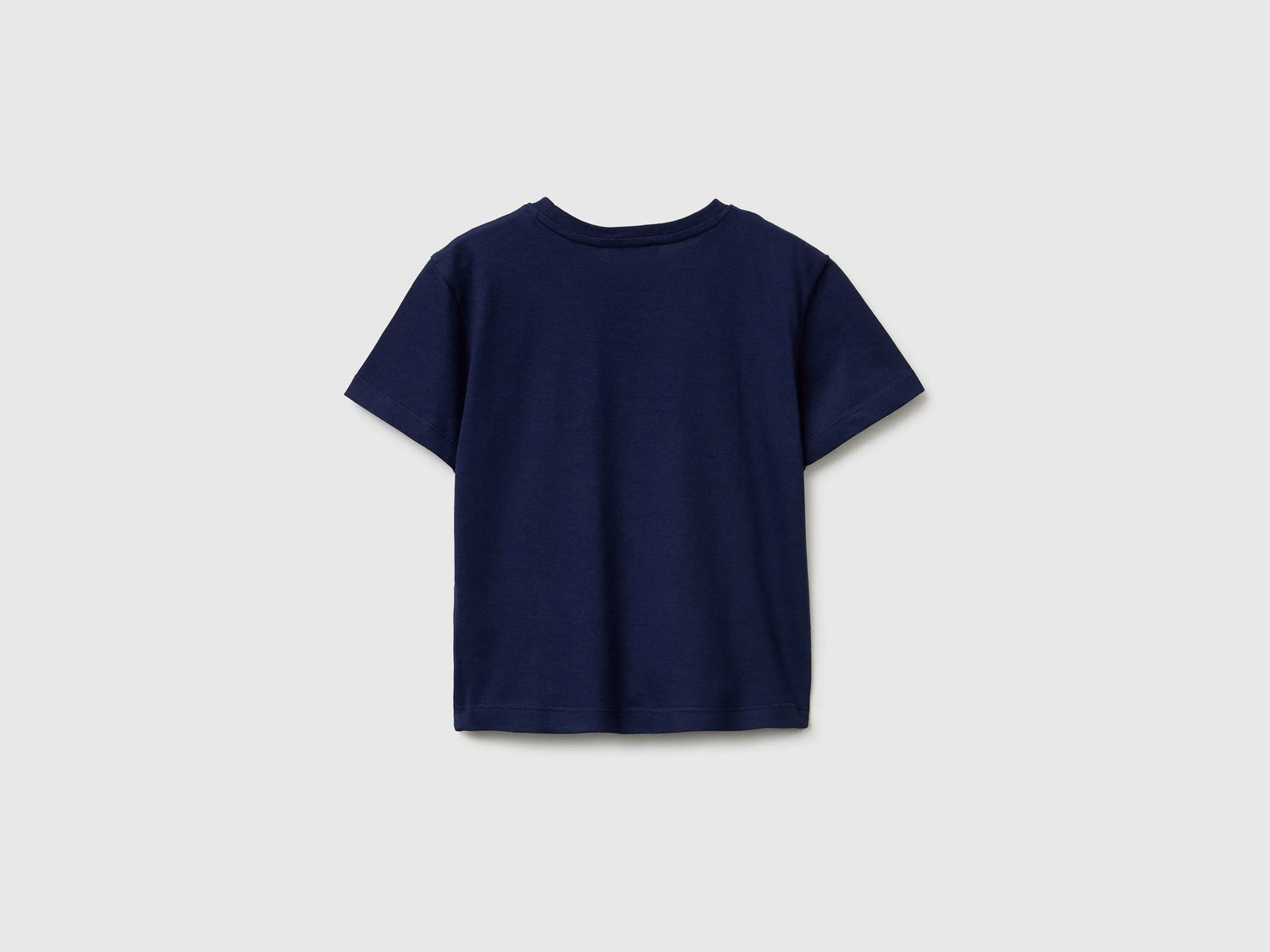 Benetton Blue Boys Organic Cotton T-Shirt with Logo Print SKU: 3I1XG10MX_252 Image 02