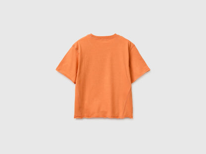 Benetton Orange Boys Soft T-Shirt with Print SKU: 3I1XG10MZ_0D1 Image 02