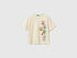Benetton Beige Boys Soft T-Shirt with Print SKU: 3I1XG10MZ_3C9 Image 01