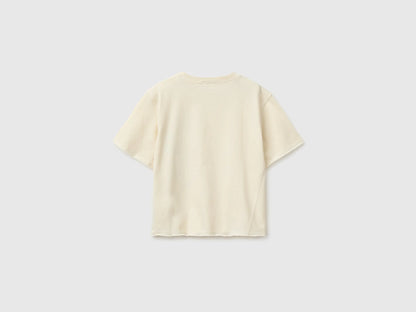 Benetton Beige Boys Soft T-Shirt with Print SKU: 3I1XG10MZ_3C9 Image 02